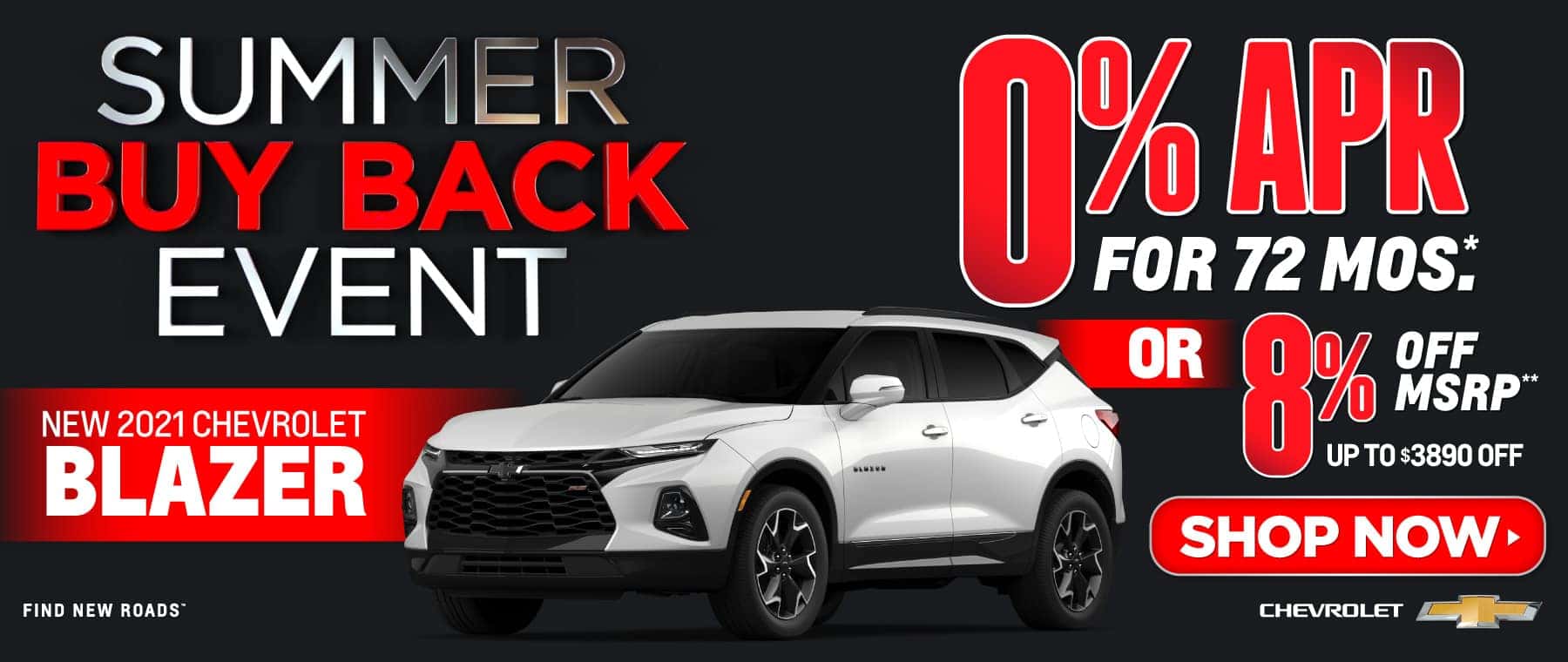 New 2021 Chevy Blazer - 0% APR for 72 months - Act now