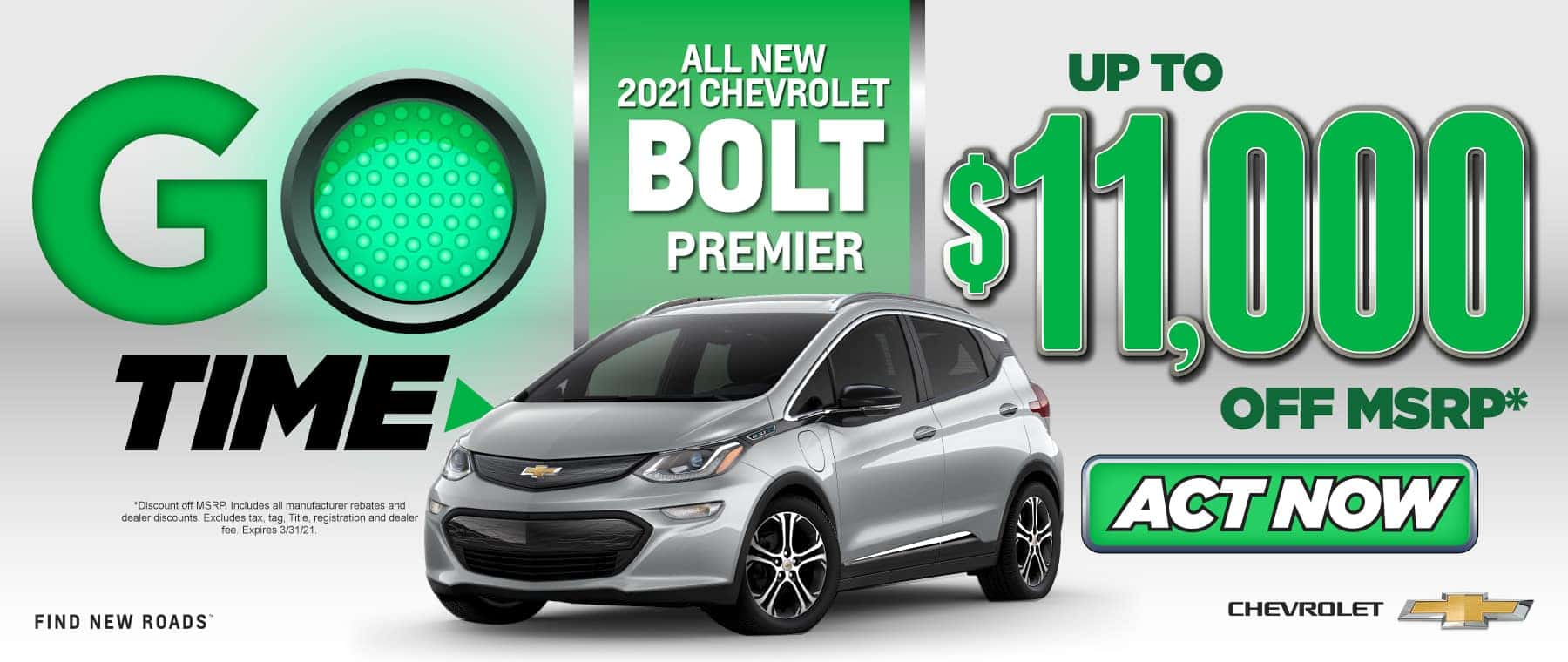 New 2021 Chevy Bolt - Up to $11,000 off msrp - Act Now