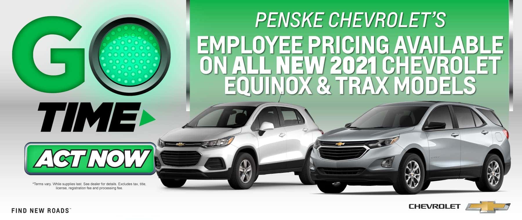 Employee Pricing Available on all new 2021 Chevy Equinox and Trax models - Act Now