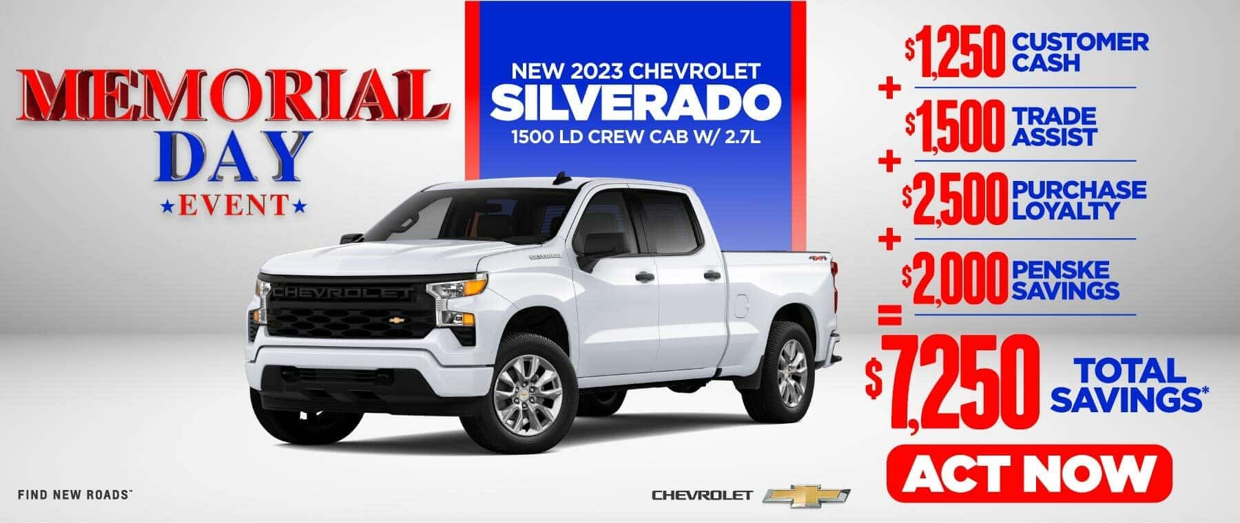New 2023 Chevrolet Silverado 1500 LD Crew Cab w/ 2.7L - $7250 Total Savings* - Act Now