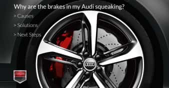 Close-up photo of an Audi RS7 Wheel and Brake caliper, used to illustrate the article "Why are my Audi brakes squeaking? Causes, Solutions, Next Steps".