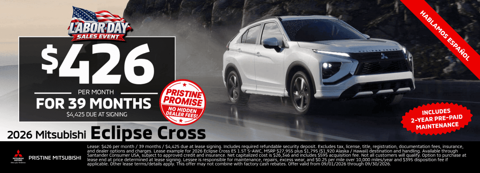 PRISTINE SEPT 2026 ECLIPSE CROSS DESKTOP BANNER