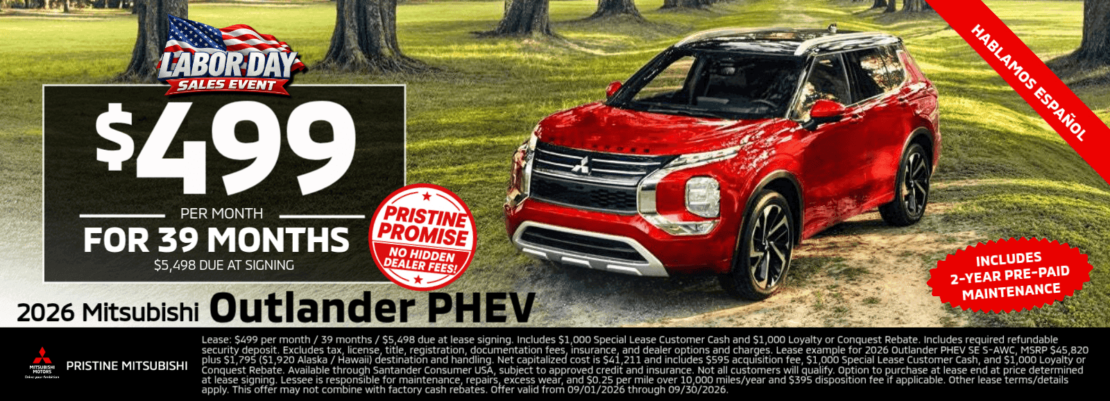 PRISTINE SEPT 2026 OUTLANDER PHEV DESKTOP BANNER