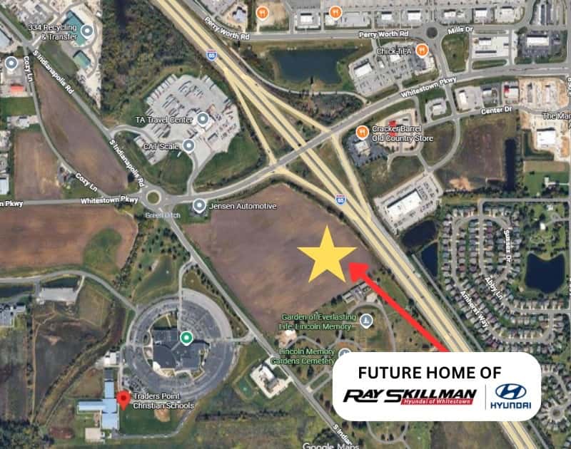 map showing Future Home of Ray Skillman Hyundai of Whitestown