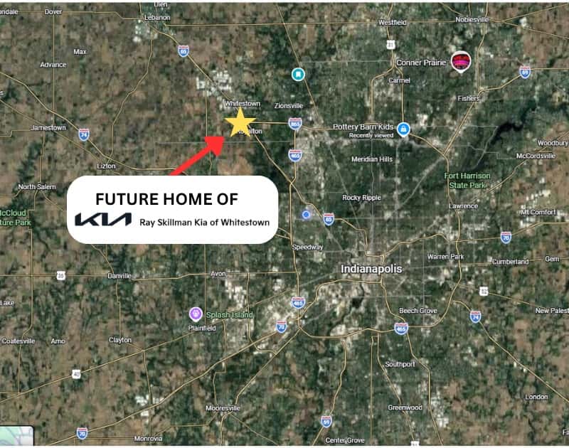 Map showing the future home of Ray Skillman Kia of Whitestown
