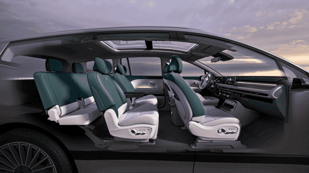 The interior of the 2026 Hyundai IONIQ 9 3-Row Electric SUV