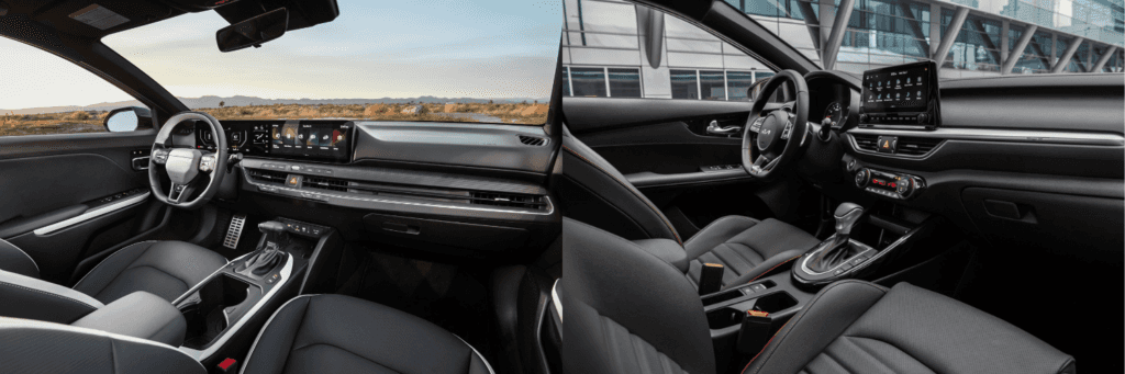 2025 KIA k4 vs 2024 KIA Forte interior Comparison
