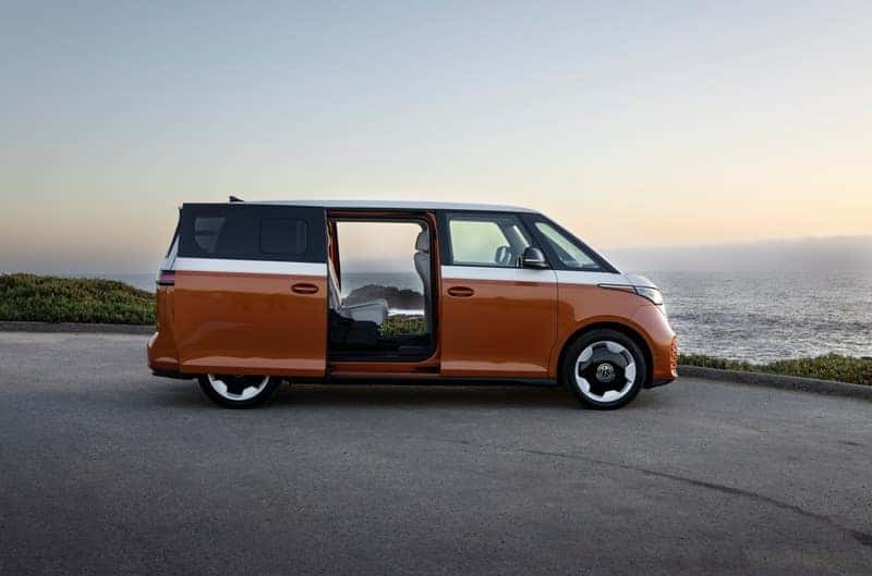 The 2025 VW ID.Buzz Offers 163.7 cubic feet of passenger space with the electrochromic glass roof, and legroom of 37.5 inches in the front, 39.9 inches in the second row, and 42.4 inches in the third.