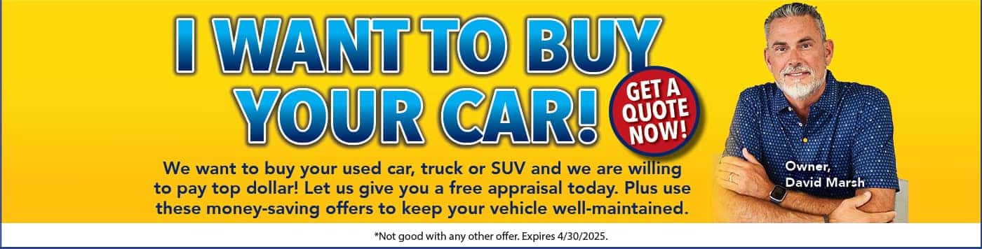 We pay top dollar for your used car, truck, SUV, get your free used vehicle appraisal today