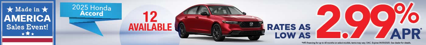 New 2025 Honda Accord Sedan - 2.99% APR for up to 60 months*