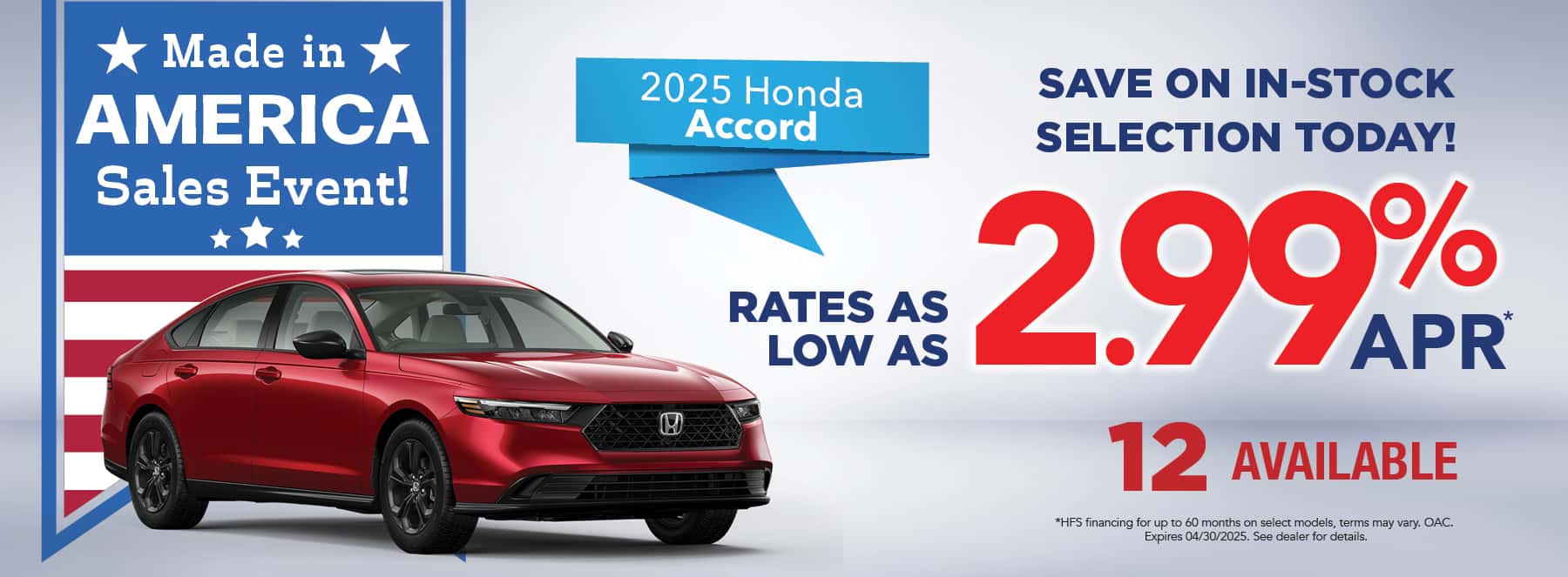 New 2025 Honda Accord Sedan - 2.99% APR for up to 60 months*