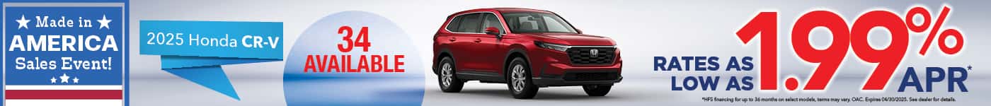 New 2025 Honda CR-V - 1.99% APR for up to 36 months*