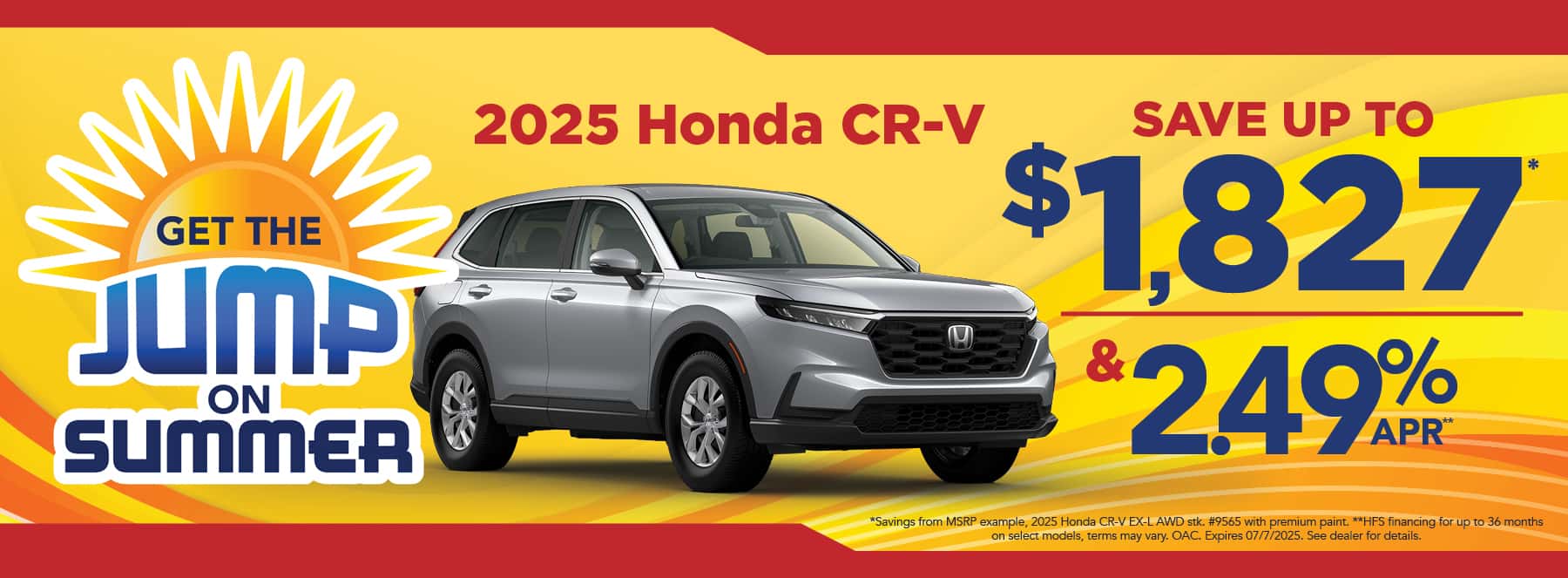 New 2025 Honda CR-V - Save up to $1,827 and 2.49% APR for up to 36 months*