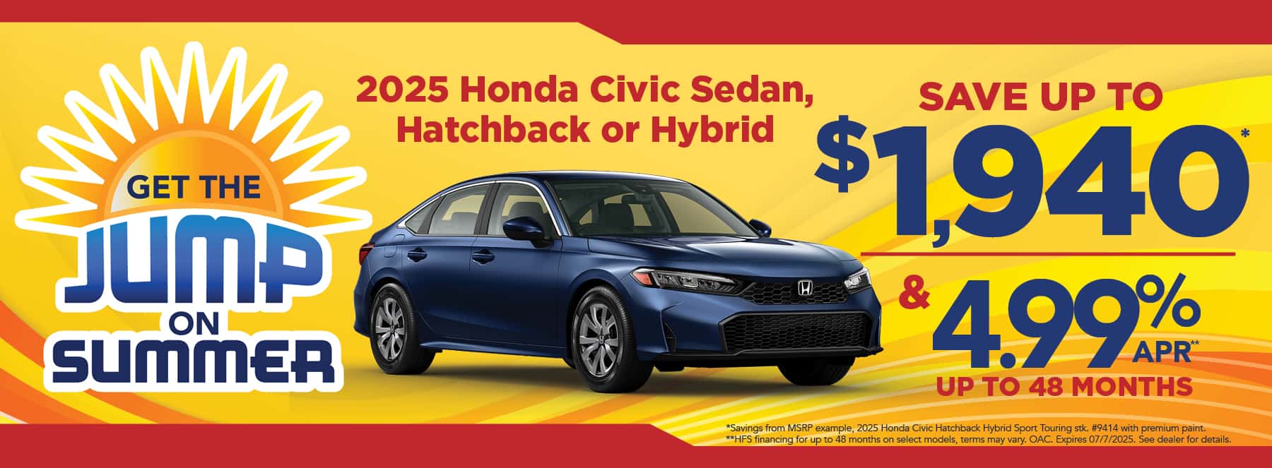 ew 2025 Honda Civic Sedan, Hatchback or Hybrid - Save up to $1,940 and 4.99% APR for up to 48 months*