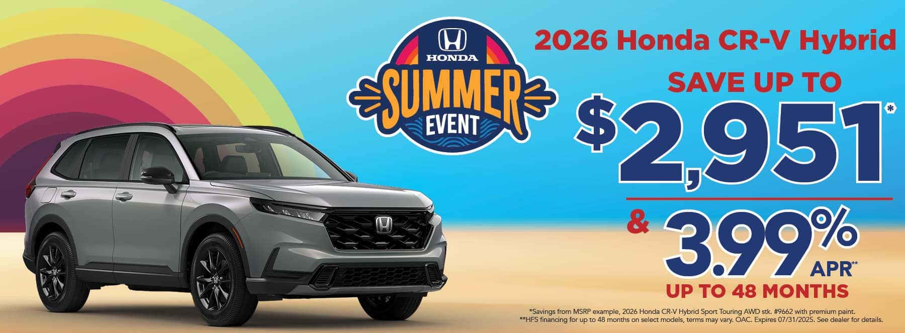 New 2026 Honda CR-V Hybrid - Save up to $2,951 and 3.99% APR for up to 48 months*