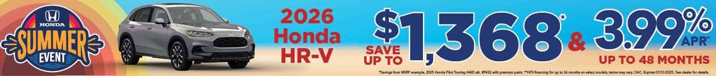New 2026 Honda HR-V - Save up to $1,363 and 3.99% APR for up to 48 months*
