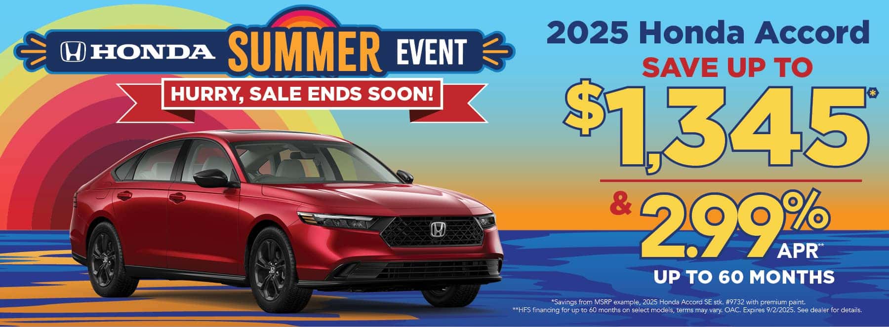 New 2025 Honda Accord Sedan - Save up to $1,345 and 2.99% APR for up to 60 months*