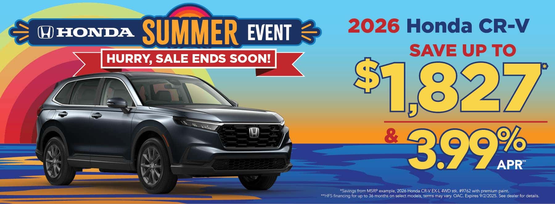 New 2026 Honda CR-V - Save up to $1,827 and 3.99% APR for up to 36 months*