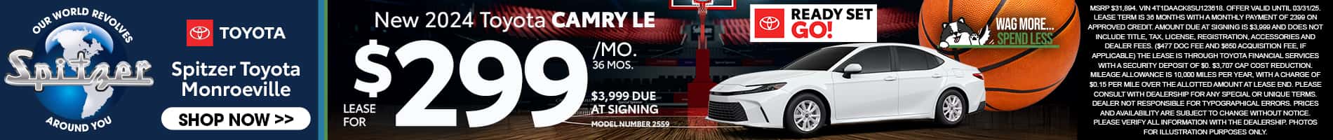 03.2025_Carrera_ Lease a New 2025 Toyota Camry LE for $299 a Month for 36 Months!