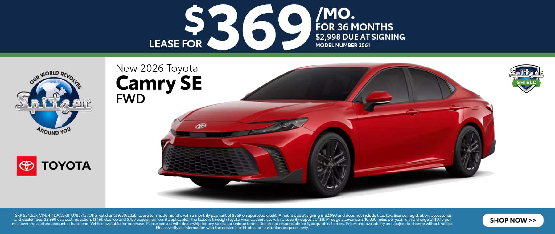 09.2026_Toyota Camry_Lease for $369 for 36 mo