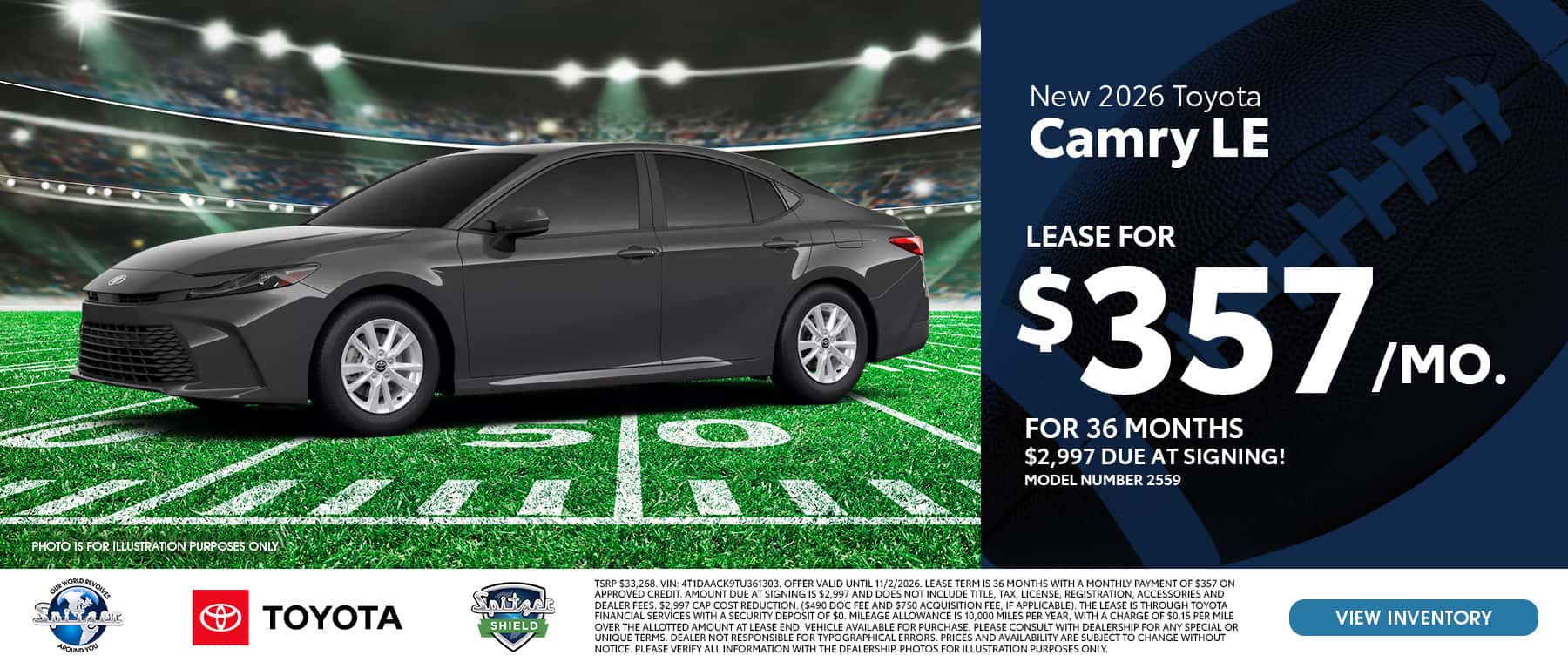 10.2026 Toyota Camry_Lease for $357 for 36 mo