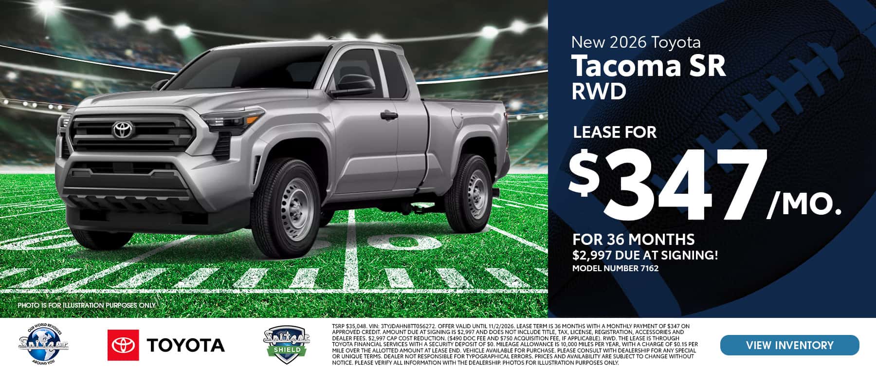 10.2026_Toyota Tacoma_Lease for $347 for 36 mo