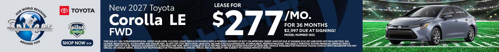10.2026_Toyota Corolla_Lease for $277 for 36 mo