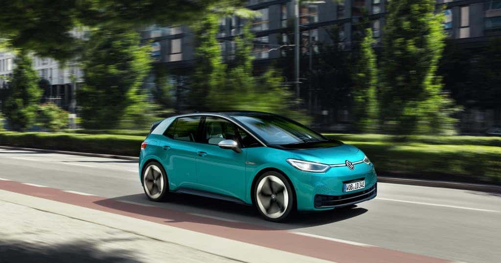 Green Volkswagen ID.3 Hatchback Buildings Green