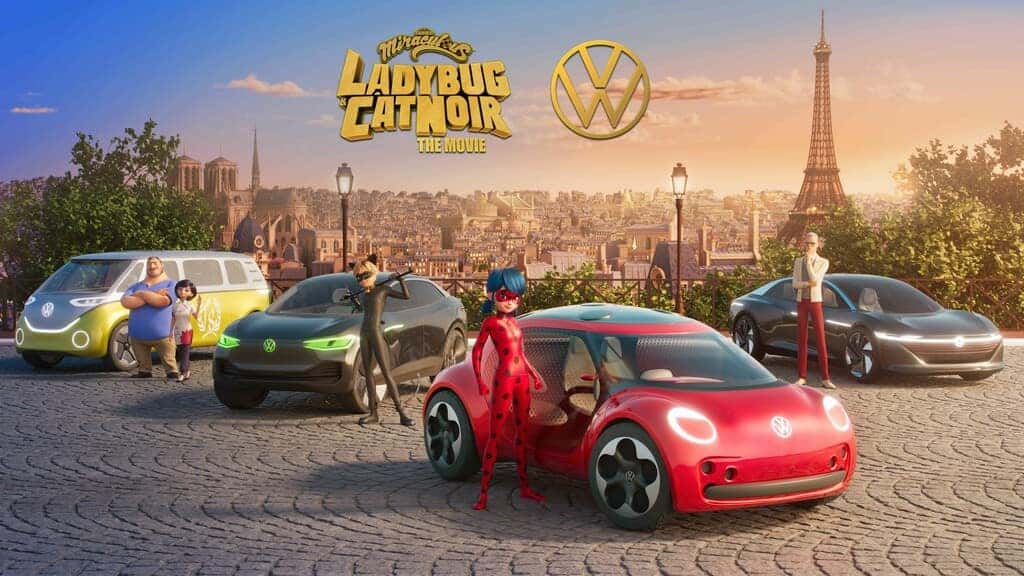 Animation with Cartoon Characters and Volkswagen Electric Vehicles