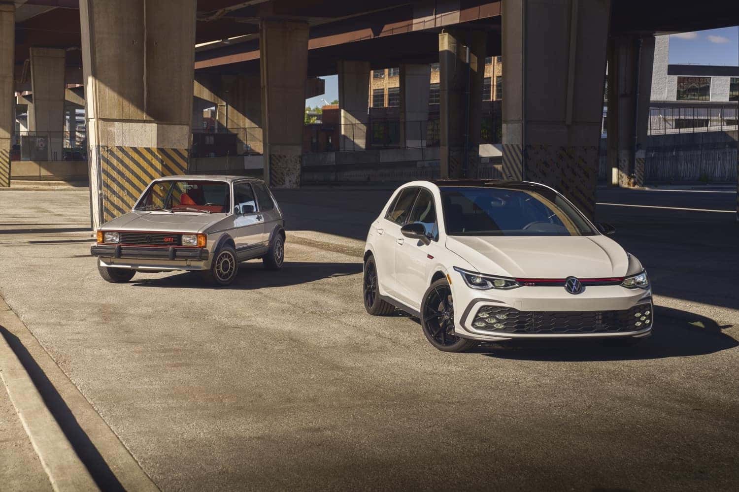 Gray and White Volkswagen Golf Hatchback