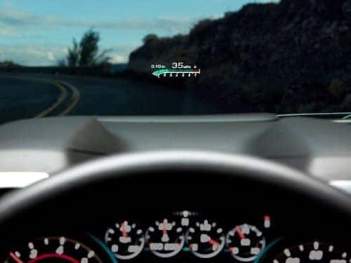 2024 Chevy Camaro view of speed limit projected onto dash above steering wheel 