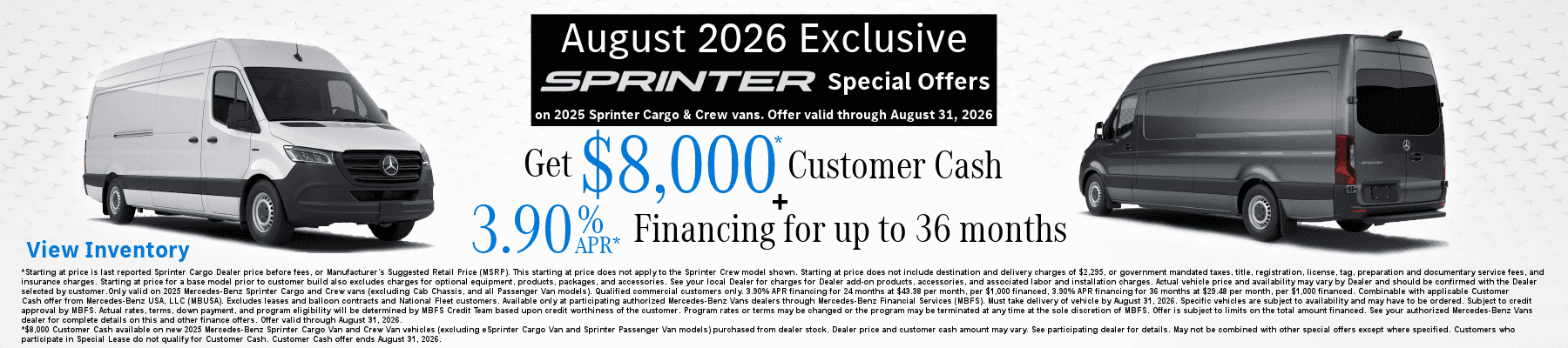 Sprinter incentives