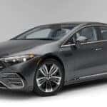 2026 Mercedes-Benz EQS Sedan studio shot against a plain light grey background.