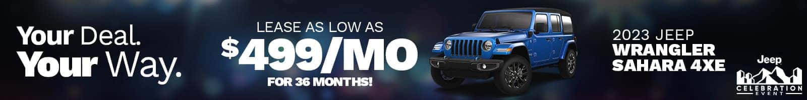 Best 2023 Jeep Wrangler 4xe lease deal near Mooresville IN