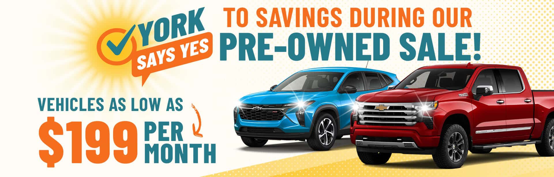 Say Yes to Pre-owned savings at York GM in Greencastle, Indiana.
